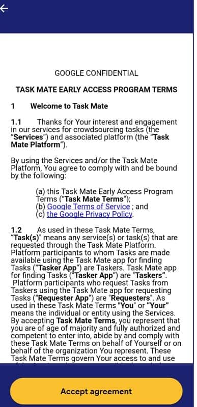 google mate terms and condition