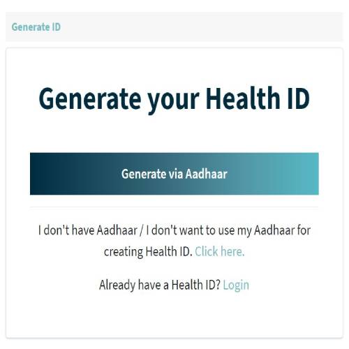 Generate Health ID through Aadhaar