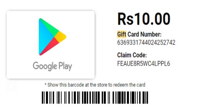 rs 10 google gift card