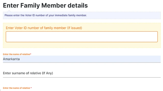 enter family member details