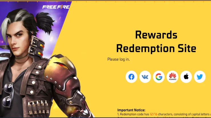 free fire reward redeemption